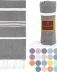 Turkish Beach Towel-Thick Stripes Buy 6 at $45 Dark Grey