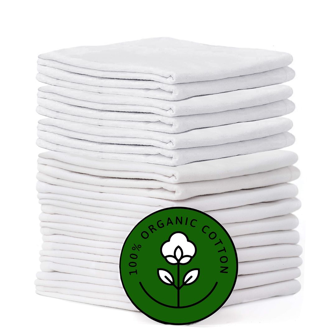Madras Collections Certified Organic Flour sack towels-White (28x28)