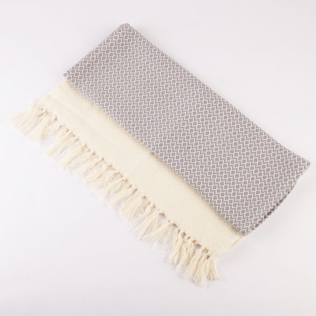 Diamond Weave Turkish Peshtemal Beach Towels - Dapple Grey