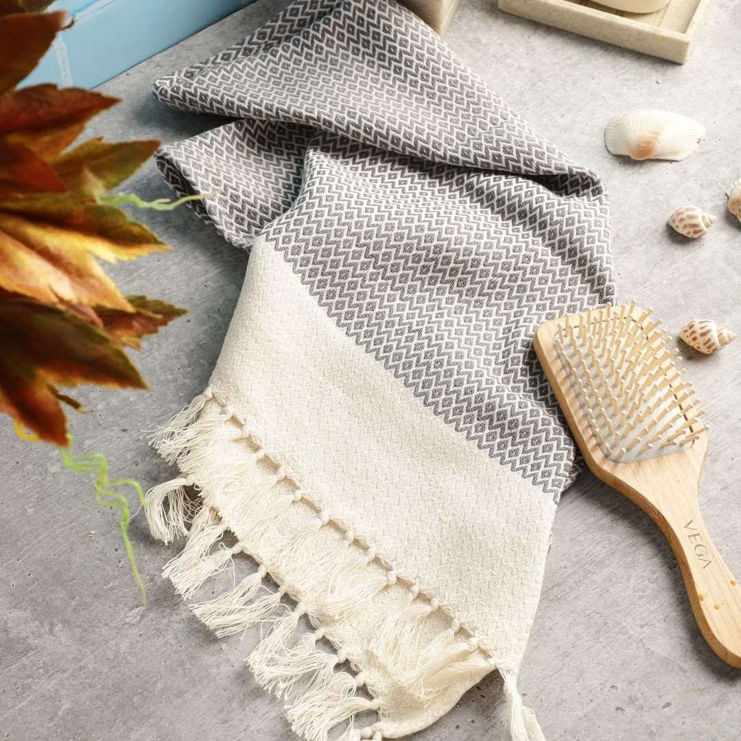 Diamond Weave Turkish Peshtemal Beach Towels - Dapple Grey 70x38 Dapple Grey