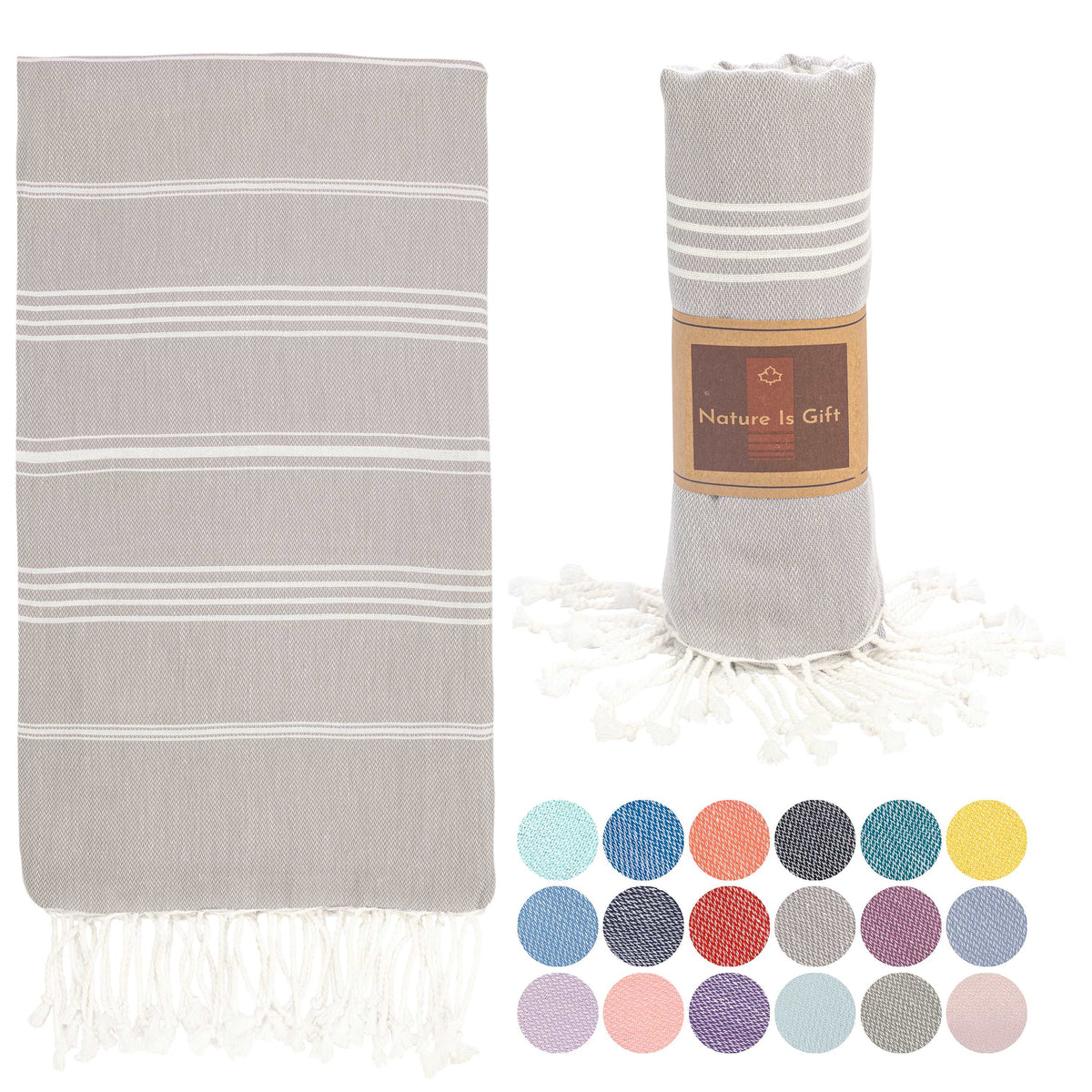 Turkish Beach Towel Light Grey